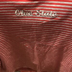 ohio state:  Women's Striped Jersey Top - Red and gray